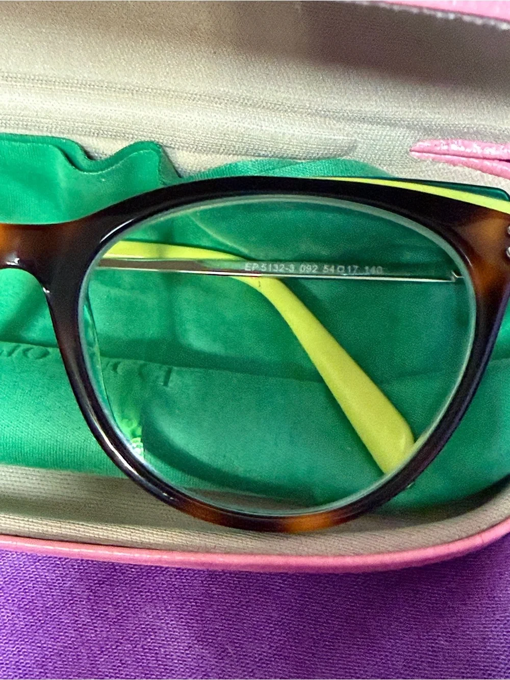 Emilio Pucci Tortoiseshell Glasses with Green and Yellow Accents
